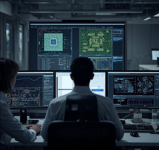 Computer engineering room with semiconductor design workstations - Infinecs