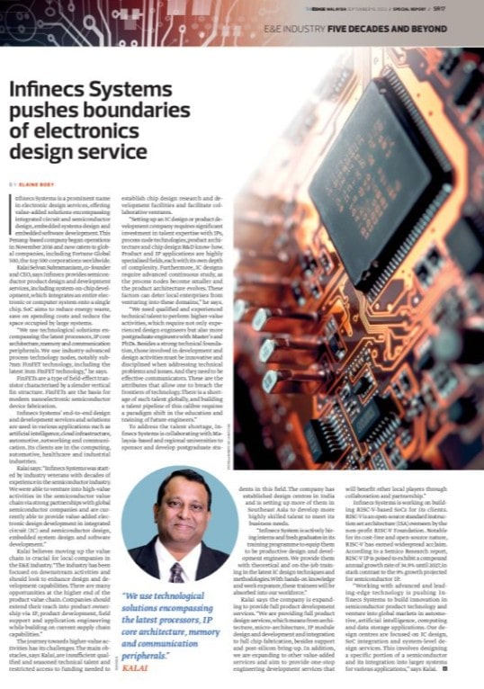 The Edge Malaysia feature on Infinecs sustainable growth - Infinecs